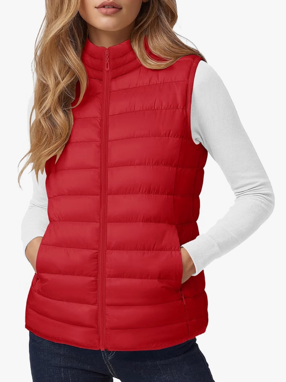 Simply Styled Red Quilted Puffer Vest